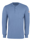 FR Long Sleeve Henley in EXCEL FR 100 Percent Cotton in Light Blue
